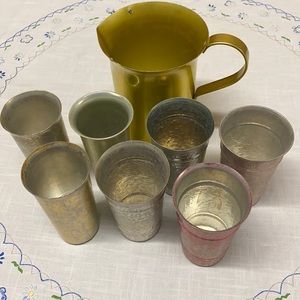 Vintage aluminum cups & pitcher of unknown age